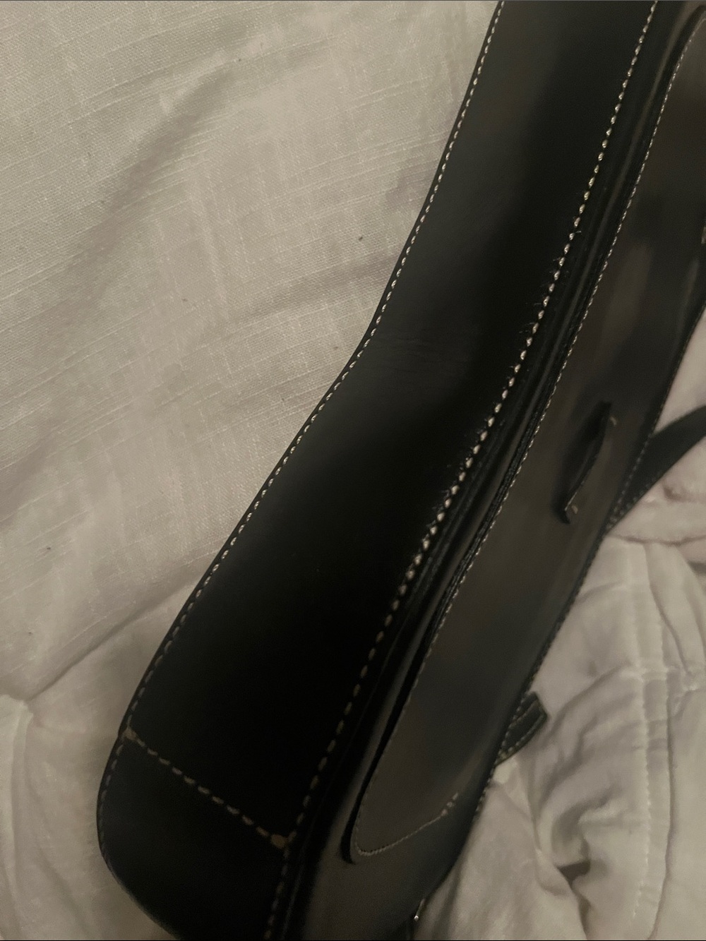 LOFT Classic Black Leather Small Shoulder Bag - Picture 7 of 8